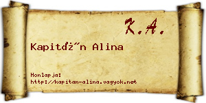 Kapitán Alina névjegykártya